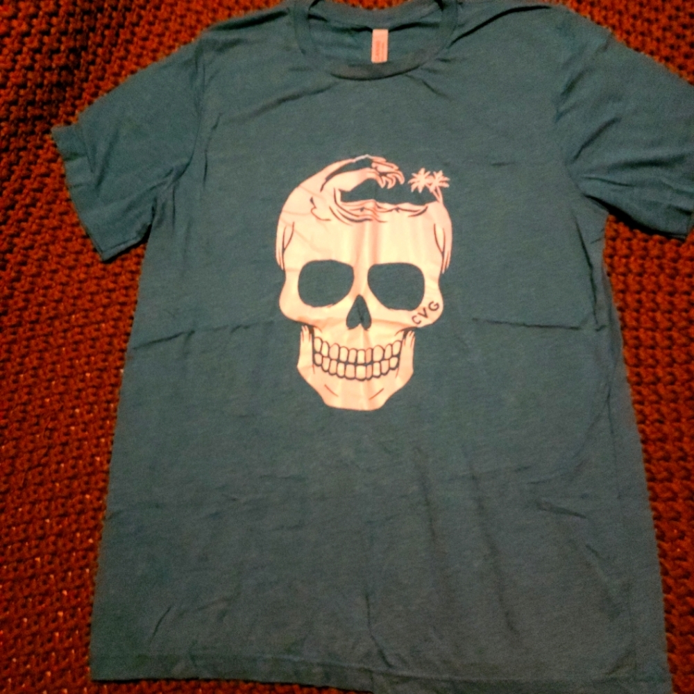 CVG Tropical Skull Shirt Large- Heathered Blue